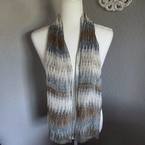 Cream, gray & brown sheer silk scarf